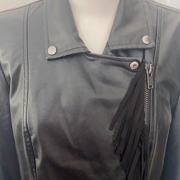 Lord & Taylor Faux Tassel Moto Leather Jacket L - Picture 3 of 9